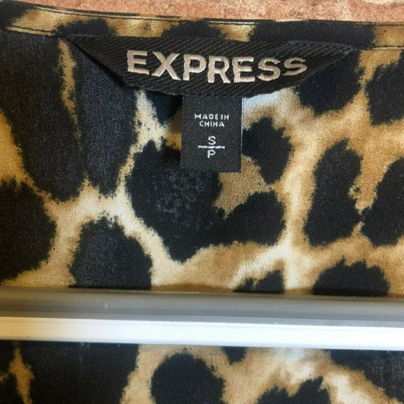 Sz S Express Sleeveless Leopard Print Tank Dress w/Elastic Waist & Belt, Ruffle - Picture 4 of 6
